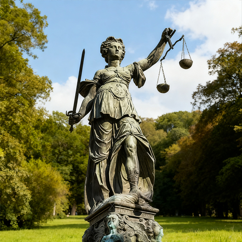Pronssivaaka Lady Justice -veistos – metallimalli